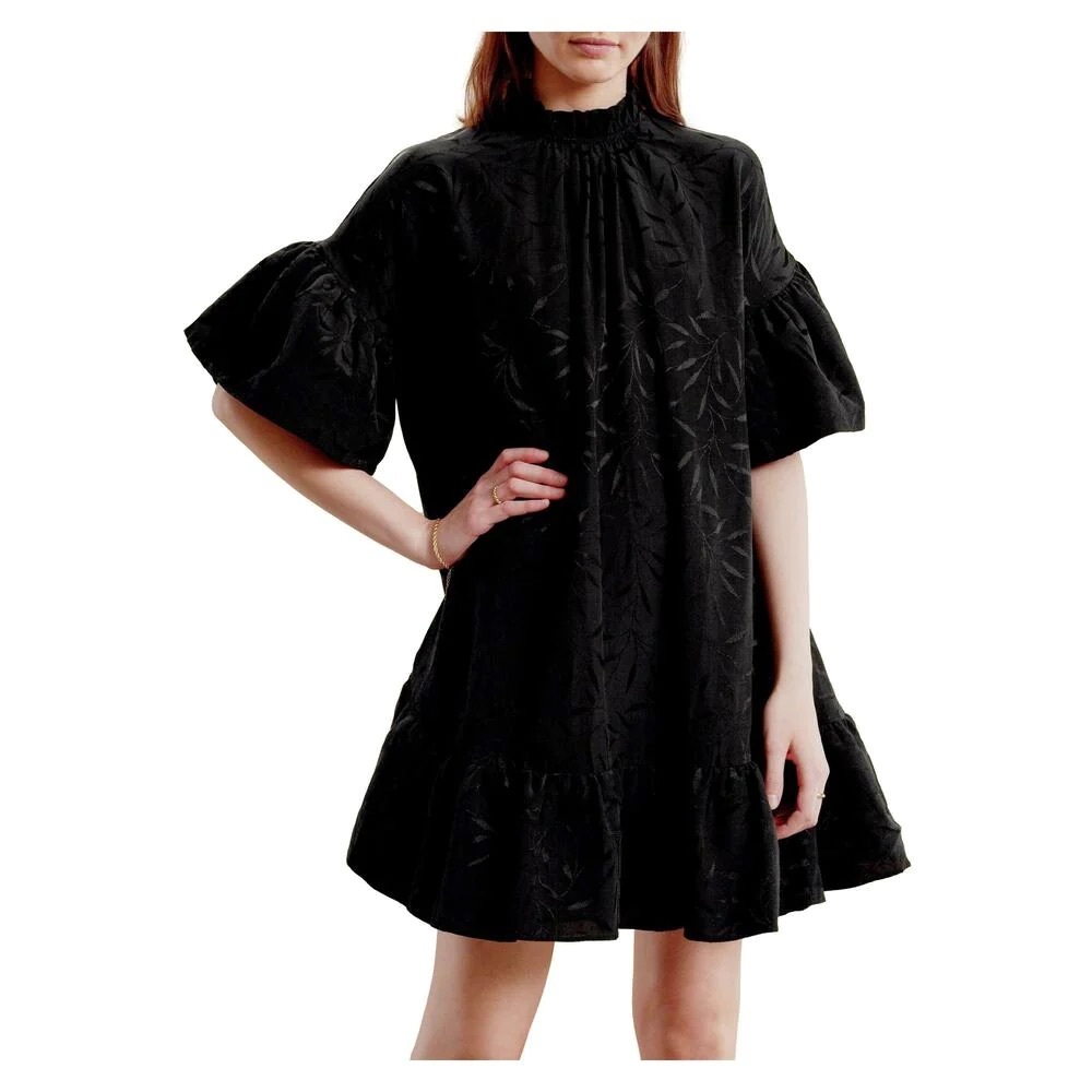 ISO byTiMo by TiMo Cotton Jacquard Shift Mini Dress Black L or XL